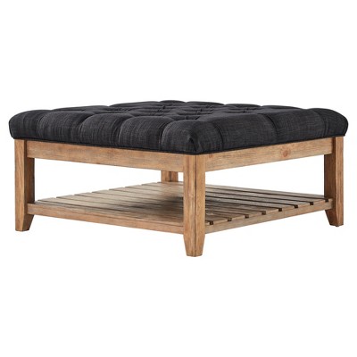 Southgate Natural Button Tufted Tapered Cocktail Ottoman Charcoal - Inspire Q