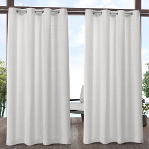 Exclusive Home Aztec Indoor/Outdoor Grommet Top Curtain Panel Pair, 54"x120", White - 1 of 4