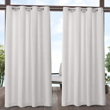 Exclusive Home Aztec Indoor/Outdoor Grommet Top Curtain Panel Pair, 54"x120", White