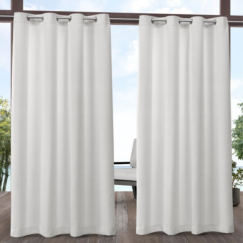 Exclusive Home Aztec Indoor/Outdoor Grommet Top Curtain Panel Pair, 54"x120", White, 1 of 6