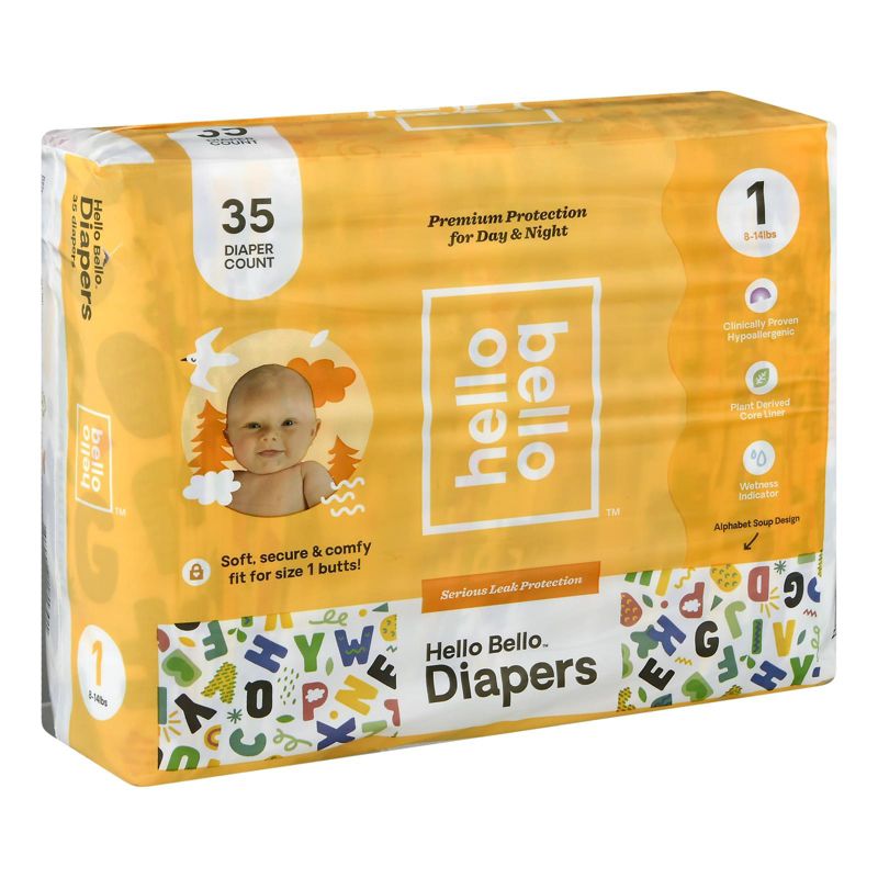 Hello Bello Diapers Size 1 Alphabet Soup Design - 35 ct, 1 of 6