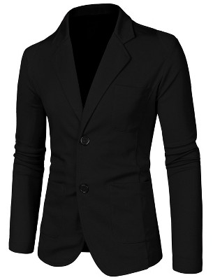 Lars Amadeus Men's Lightweight Notched Lapel Solid Color Long Sleeve Blazer