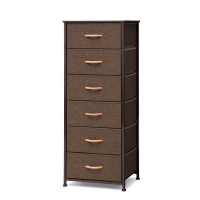 Pellebant Vertical Dresser for Bedroom 6 drawer Storage Tower Steel Frame Wood Top Easy Pull Non-woven Fabrics Drawer