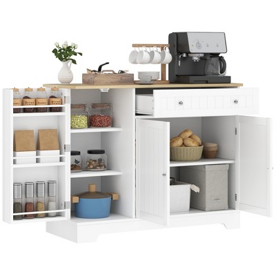 HOMCOM Modern Sideboard Buffet Cabinet with Storage, 41" Kitchen Storage Cabinet with Doors, Drawer, Adjustable Shelf, Coffee Bar Cabinet