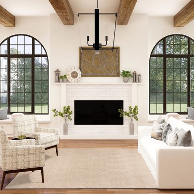 Beige Geometric Tufted Rectangular 6' x 9' Synthetic Rug