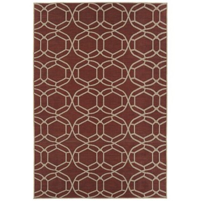 LunaLulinlk Red Contemporary Geometric, Textured, High-Low Cut & Loop 2' x 3' Rectangle Throw Rug