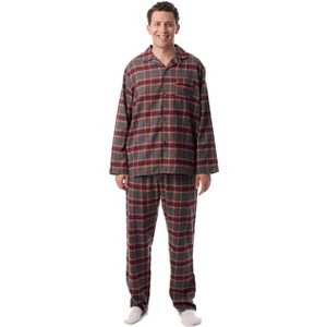 #followme Mens Plaid Button Front Flannel Pajamas Set / Winter Pajamas - 1 of 2