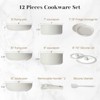 Kumasinova 12-Piece Non-Stick Granite Pots Set,7-10" Cookware Set with Saucepans,Frying Pan,Saute Pan,Lids and Silicone Utensils,Non-Toxic,White - 3 of 4