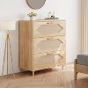Rattan Dresser for Bedroom with 3 Drawers, Rattan Dresser with Spacious Storage, Modern Wooden Storage Cabinet - 3 of 4