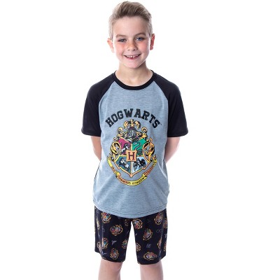 Harry Potter Boys' Hogwarts Castle Raglan Shirt and Shorts 2 PC Pajama Set