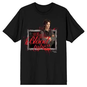 The Vampire Diaries Damon Salvatore What's Your Blood Type? Men's Black T-Shirt
