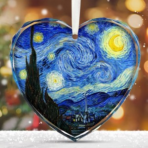 Starry Night Heart Christmas Ornaments, Crystal Glass Art Ornament for Tree, Elegant Artist Ornament Gift with Gift Box - 1 of 4