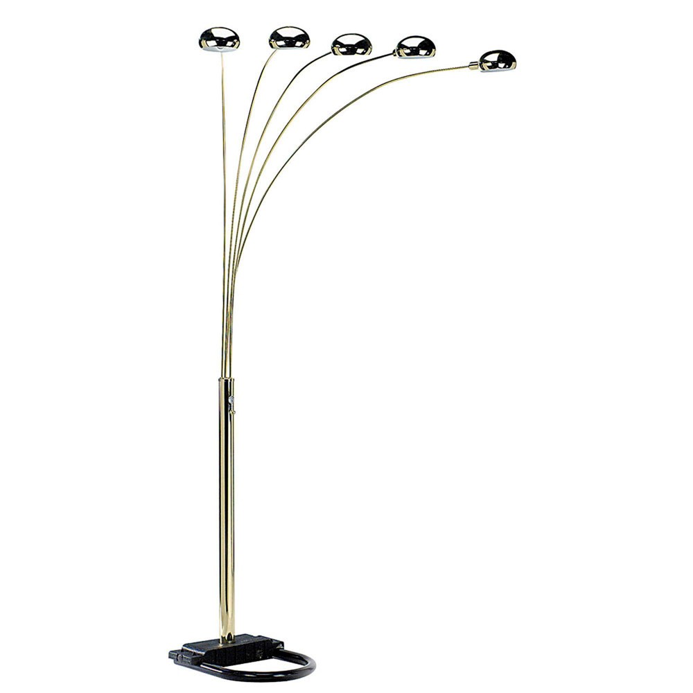 Photos - Floodlight / Street Light 84" 5 Arm Arch Floor Lamp Polish Brass - Ore International