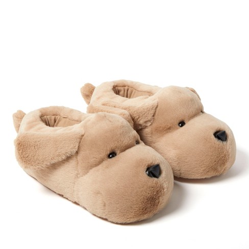 Cozyfoams Women s Overstuffed Animal Closed Back Slipper Brown Dog Size S