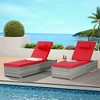 FIONECA Outdoor Chaise Lounge Chair Set of 2 with Red Cushions, Adjustable Backrest, Patio Pool Chairs with Table & Storage - 2 of 4