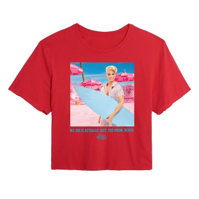 Women's - Barbie - Ken My Job Is Beach Cropped Graphic T-Shirt