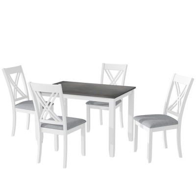 NicBex 5-Piece Round Dining Table Set for 4 People,Modern 44.5 Inch Kitchen Table with 4 Cushion Seats Chairs for Living Room