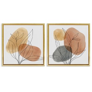 Stupell Industries Simple Neutral Southwestern Botanicals 2pc Floating Frame Art Set, Gold, 25" x 25" - 1 of 4