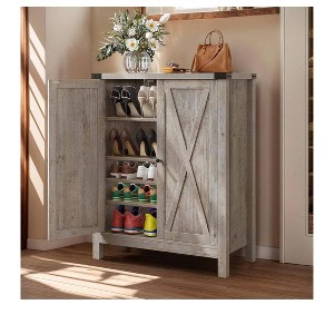 5-Tier Shoe Storage Cabinet Storage Cupboard Unit Sneaker Organizer Shoe Organizer Entryway Shoe Rack With 2 Doors - 1 of 4