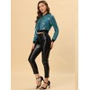 INSPIRE CHIC Women's Glitter Sparkle Long Sleeve Front Zip Party Shiny Crop Bomber Sequin Jackets - 3 of 4