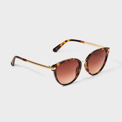 Plastic Metal Combo Round Sunglasses- Universal Thread Tort - image 2