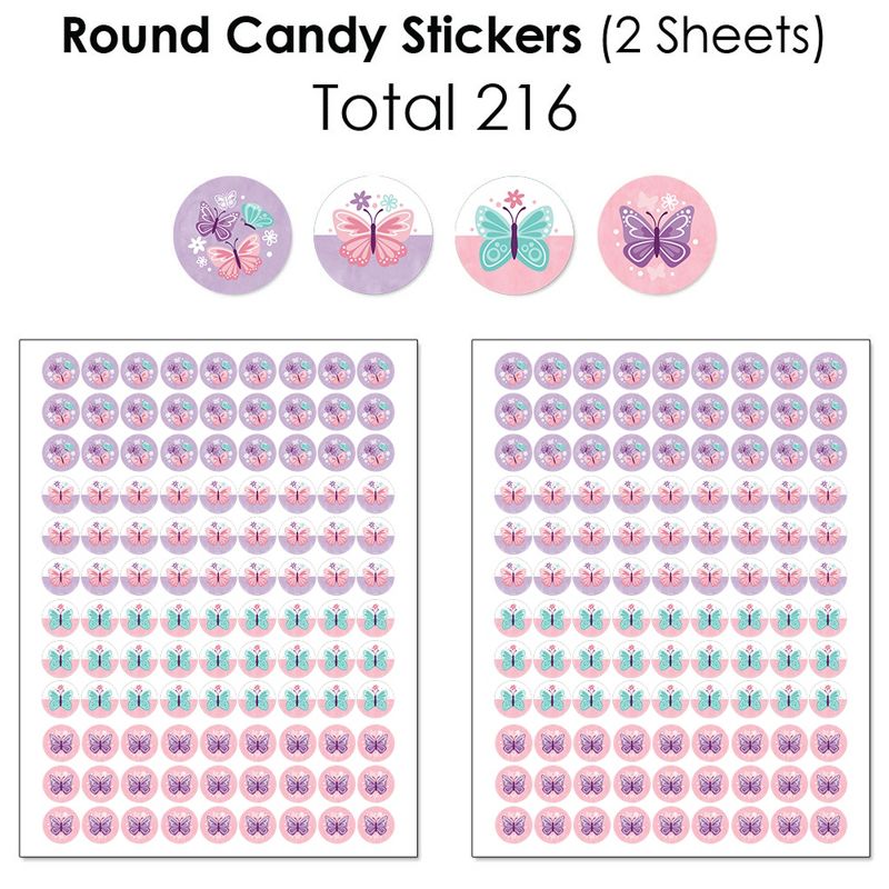 Big Dot of Happiness Beautiful Butterfly - Floral Baby Shower or Birthday Party Candy Favor Sticker Kit - 304 Pieces, 5 of 9