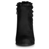Perphy Women's Ruffle Round Toe Zippered Chunky High Heel Ankle Boots - 3 of 4