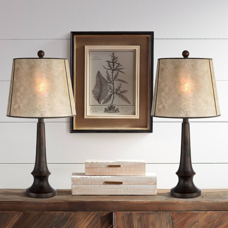 Franklin Iron Works Naomi 25" High Industrial Farmhouse Rustic Modern Table Lamps Set of 2 Brown Aged Bronze Finish Living Room Bedroom Bedside, 2 of 8