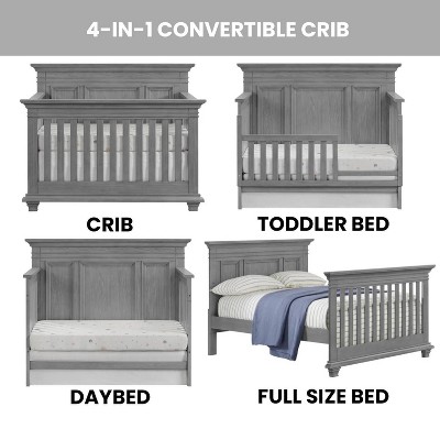 Dusk Gray Solid Wood 4-in-1 Convertible Crib