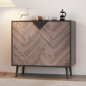 Modern Storage Free Standing Accent Cabinet, Buffet Cabinet with Doors, Wood Finish Sideboard Buffet with Storage for Dining Room, Entryway - 1 of 4