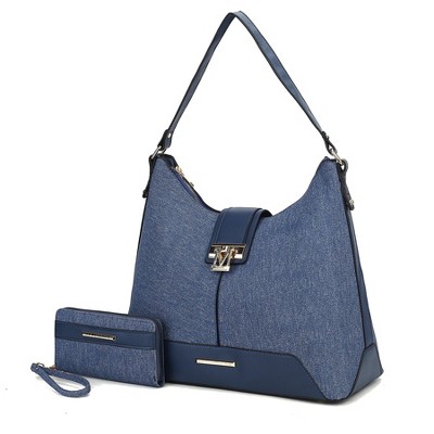MKF Collection Graciela Women's Vegan Leather Color Block Hobo Shoulder Bag with Wallet by Mia K