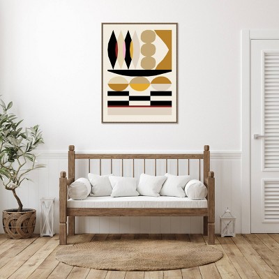 32" x 42" Multicolor Geometric Abstract Canvas Art with Float Frame