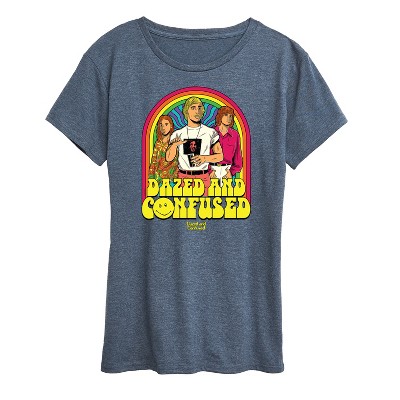 Women's - Dazed and Confused - Retro Psychedelic Rainbow Group Short Sleeve Graphic T-Shirt