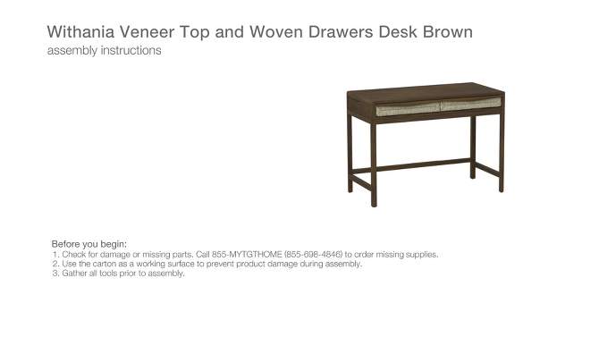 Withania Desk with Drawers - Threshold&#8482;, 2 of 8, play video