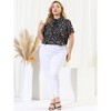 Agnes Orinda Women's Plus Size Self-tie Ruffle Pleated Floral Elegant Casual Blouses - 3 of 4