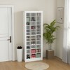 HOMCOM 71" Narrow Shoe Cabinet for Entryway, Tall Shoe Rack Storage Organizer with 3 Heights of Open Cubes for 36 Pairs of Shoes for Hallway, White - 2 of 4