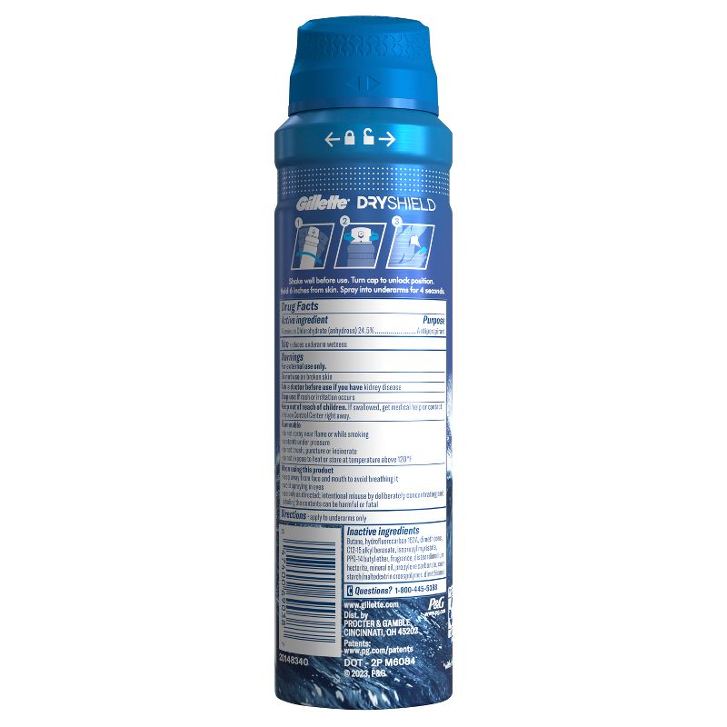 Gillette Dry Spray Antiperspirant and Deodorant for Men - Cool Wave - 4.3oz, 3 of 11