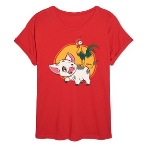 Women's - Disney - Pua And Hei Ehi Oversized Graphic T-Shirt - 1 of 4