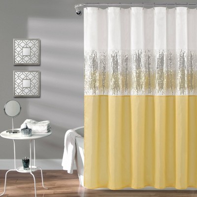 black and yellow shower curtain