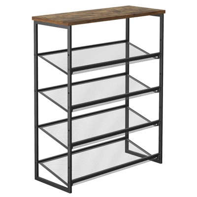 SKONYON Shoe Rack Free Standing Shoe Rack Organizer with Metal Mesh Shelves