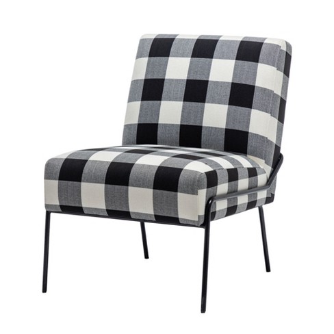 Eluxury Armless Tufted Accent Chair Black Buffalo Check Target