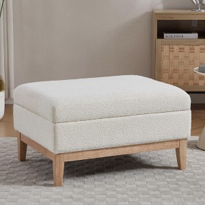 Hrinhom 33.9"W Storage Ottoman,Upholstered Wood Base Foot Stool With Reversible Lid - 1 of 4