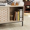 NicBex Elegant Veneer Weaving Coffee Table with Slidng Doors,Rattan Accent Center Table with Metal Legs for Living Room,Natural - 4 of 4