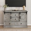 Zstar TV Stands for Living Room, 45" Farmhouse Entertainment Center with Sliding Barn Doors & Large Drawers - 2 of 4