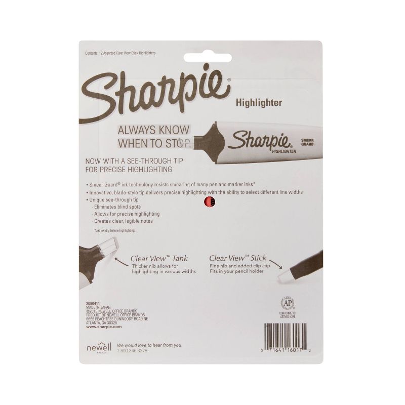 Sharpie Clear View 12pk Highlighters Chisel Tip Multicolored, 3 of 6