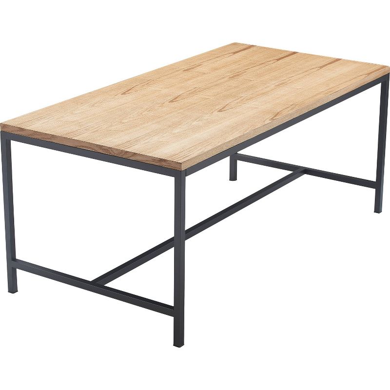 Dobson Natural Wood and Black Metal Dining Table Natural - Finch, 3 of 12
