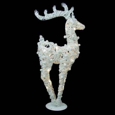 Northlight 30" White and Silver Battery Operated LED Lighted Reindeer Christmas Decor