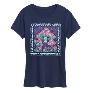 Women's - Instant Message - Psychedelic Vibes & Mushrooms Short Sleeve Graphic T-Shirt - 1 of 4