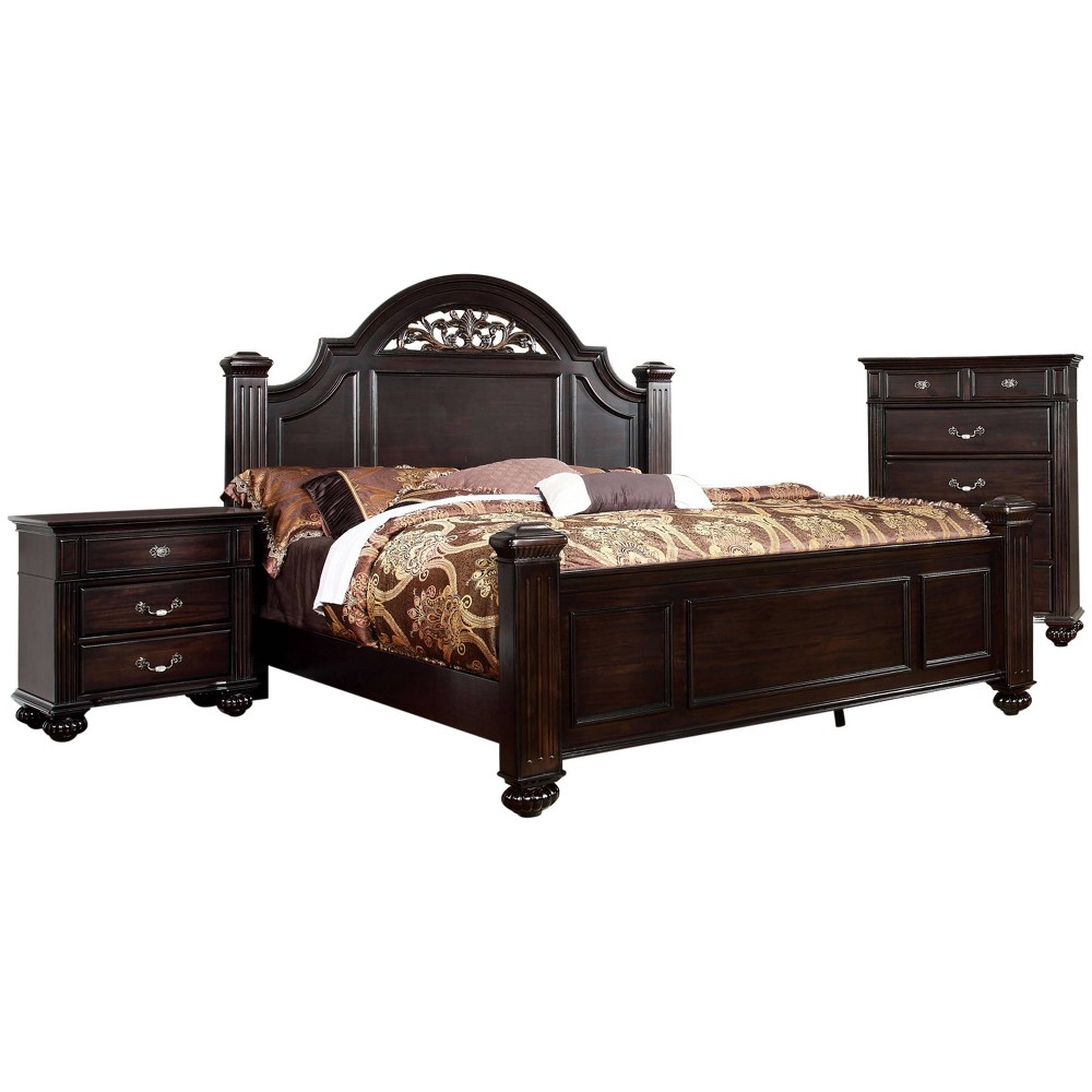 Photos - Bedroom Set 3pc California King Pennings Traditional Bed Set and Nightstand with Chest
