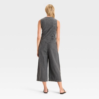 Women's Cropped Sleeveless Denim Jumpsuit - Universal Thread' - image 2
